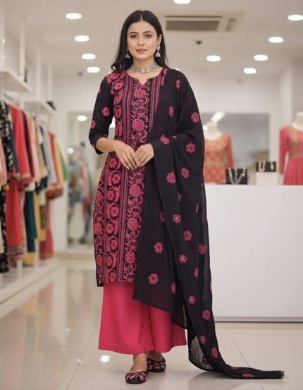 পিওর এসি কটন সেমি-স্টিচ থ্রি-পিস